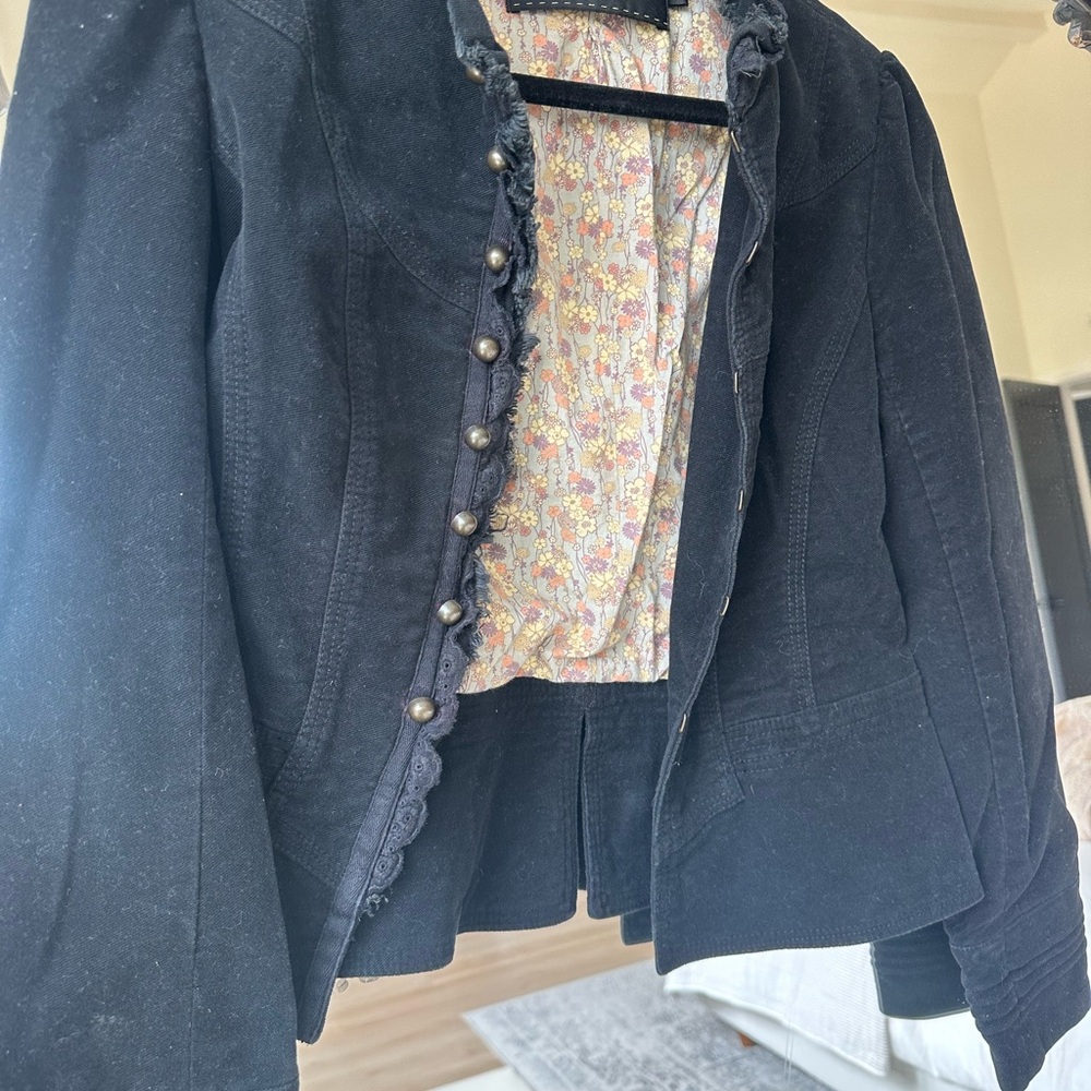 Madison Black Ruffle-Trim Jacket - Picture 2 of 6